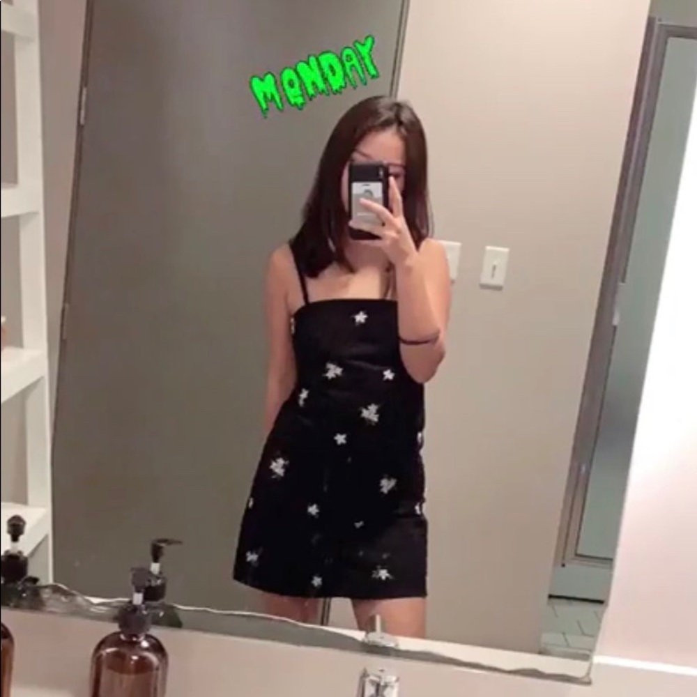 Topshop black denim dress